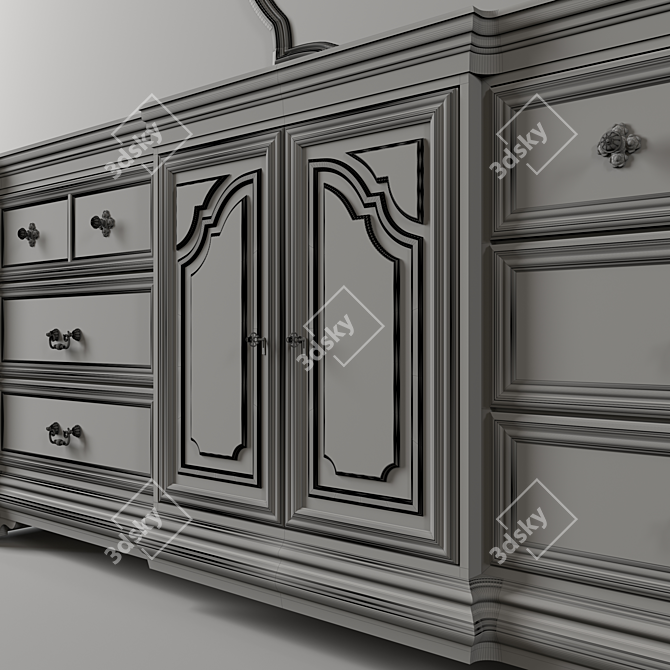 Vintage Loft-Style Chest of Drawers 3D model image 9