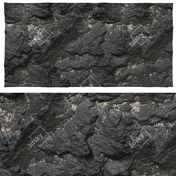 Sleek Black Stone Wall 3D model image 1