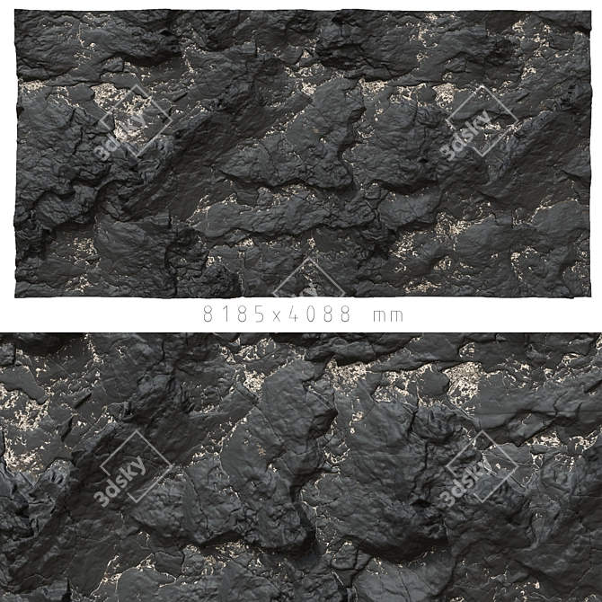Sleek Black Stone Wall 3D model image 5