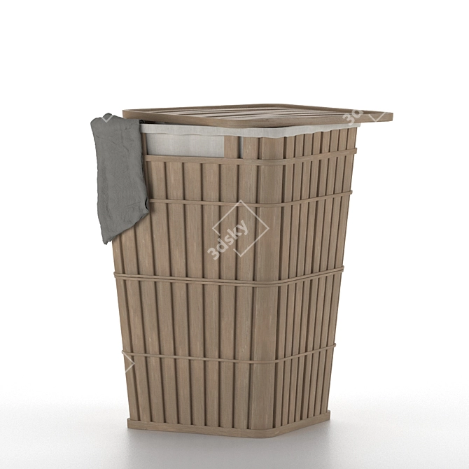 Wooden Texture Laundry Basket Model 3D model image 3