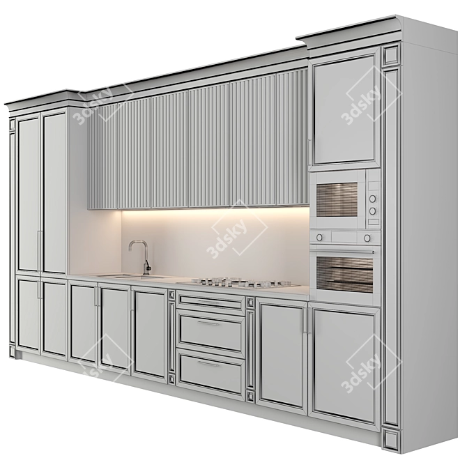 NeoClass Kitchen: Modular Design, High-Quality Textures 3D model image 5