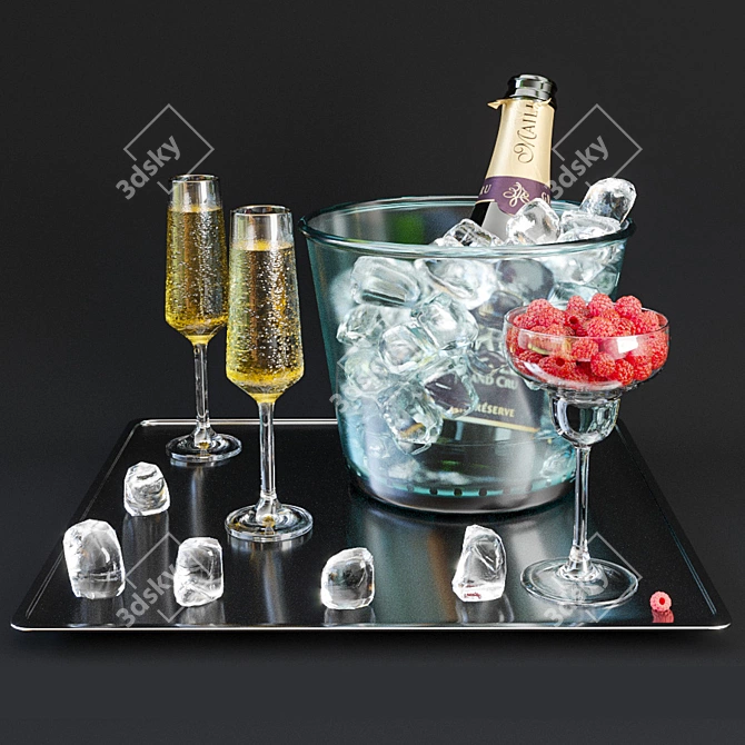 Title: Elegant Champagne Ice Tray 3D model image 2