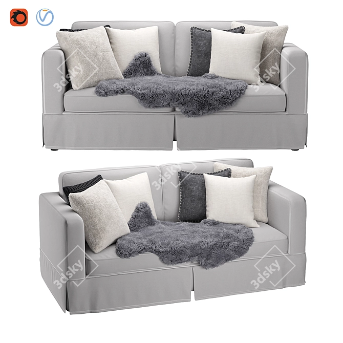 Modern Fabric Sofa: V-Ray/Corona, Realistic Design 3D model image 1