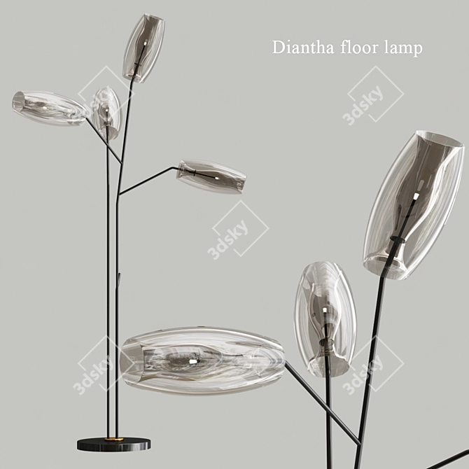 Title: Dazzling Crystal LED Floor Lamp 3D model image 1