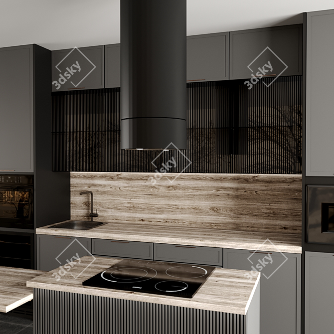 Modular Kitchen Design 3D Model 3D model image 4