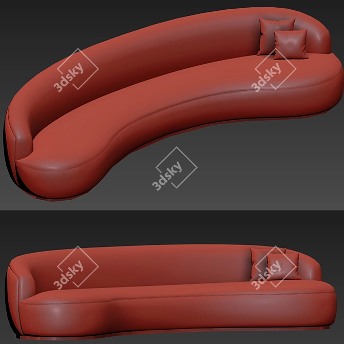 Elegant Pierre Augustin Rose & Serpentine Kagan Sofas 3D model image 3