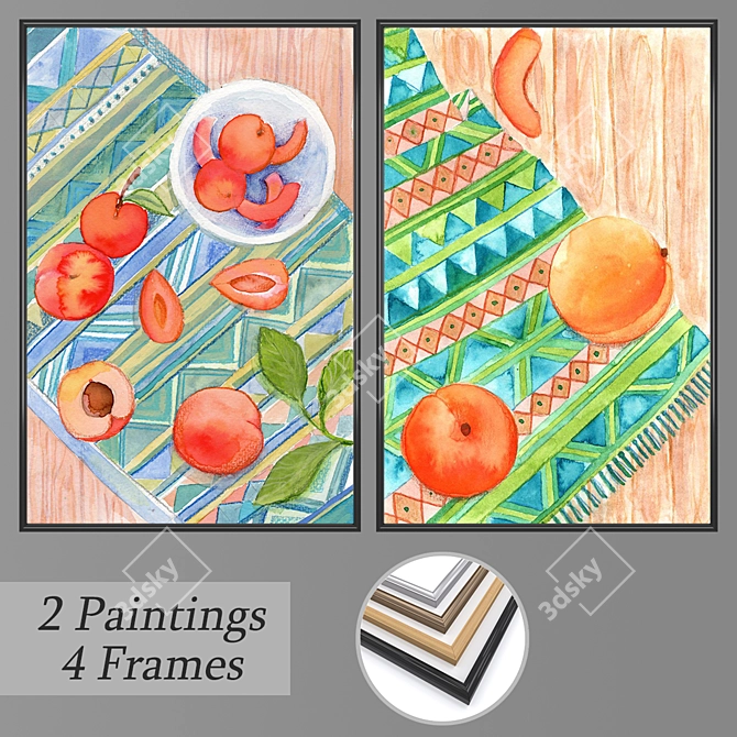 Artistic Wall Paintings Set 3D model image 1