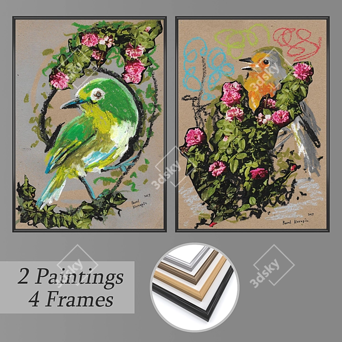 Versatile Wall Paintings Set 3D model image 1