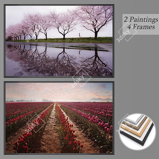 Artistic Wall Decor Set with Multiple Frame Options 3D model image 1