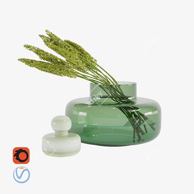 Elegant Glass Vase Set 3D model image 1