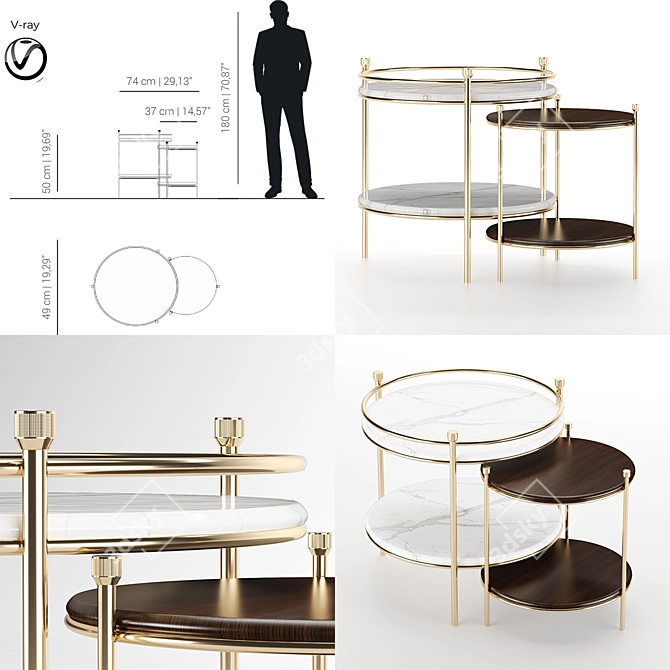Elegant Erni Side Table 3D model image 5