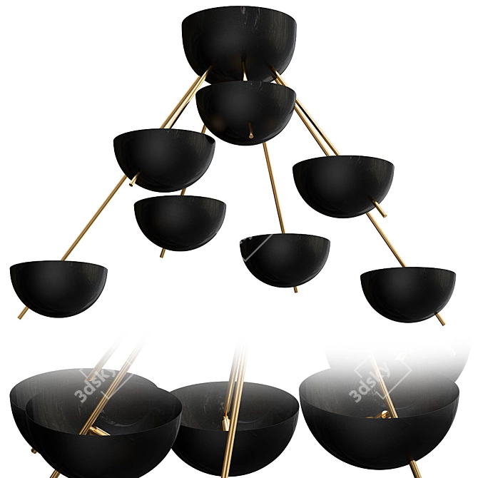 Italian Sputnik Chandelier: Midcentury Stilnovo Design 3D model image 1