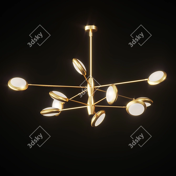 Contemporary LED Chandelier with Biconvex Disc Shades 3D model image 1