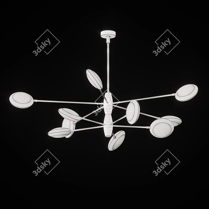 Contemporary LED Chandelier with Biconvex Disc Shades 3D model image 2