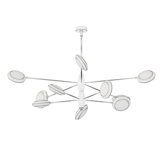 Contemporary LED Chandelier with Biconvex Disc Shades 3D model image 5