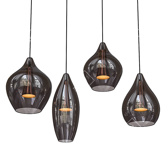 Modern Glass Black Pendant Light 3D model image 1