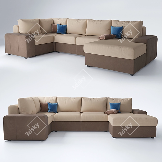 Born Hoff: Corner Sofa-Bed 3D model image 1