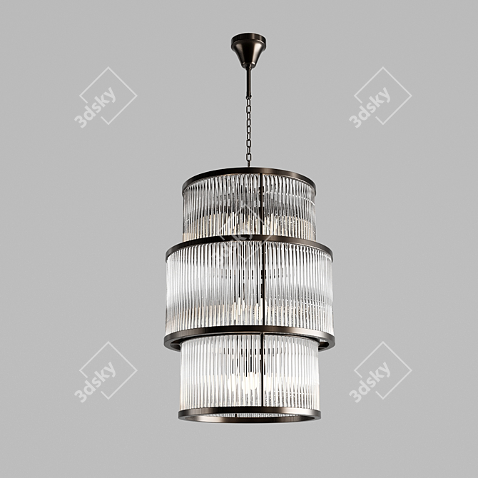 Elegant Bronze Chandelier: PALMERA 3D model image 2