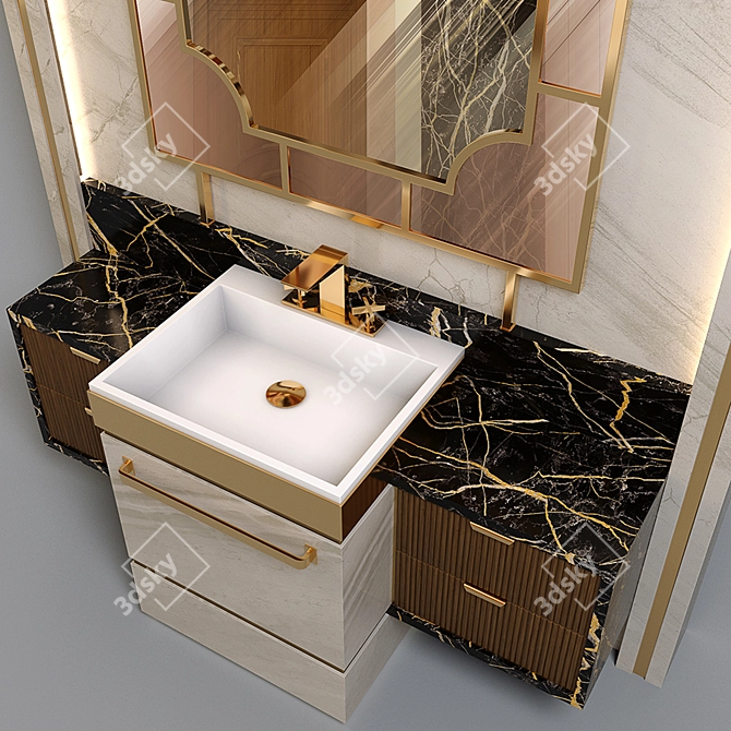 Elegant Bathroom Furniture Set 3D model image 2