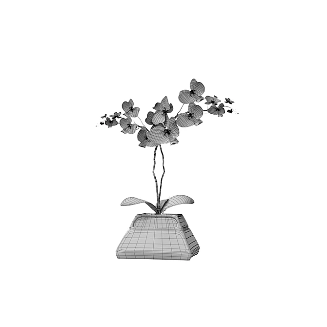 Elegant Orchid in Stylish Pot 3D model image 7