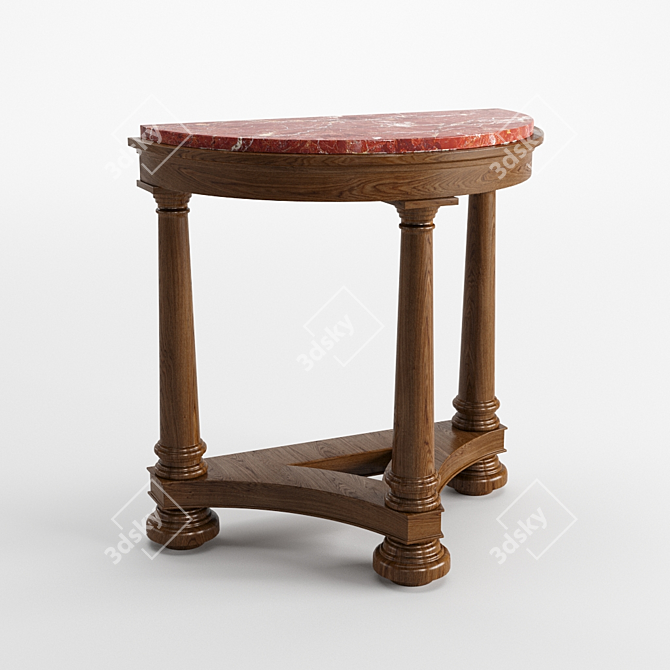 Elegant D-End Table: Demi-Lune Design 3D model image 1