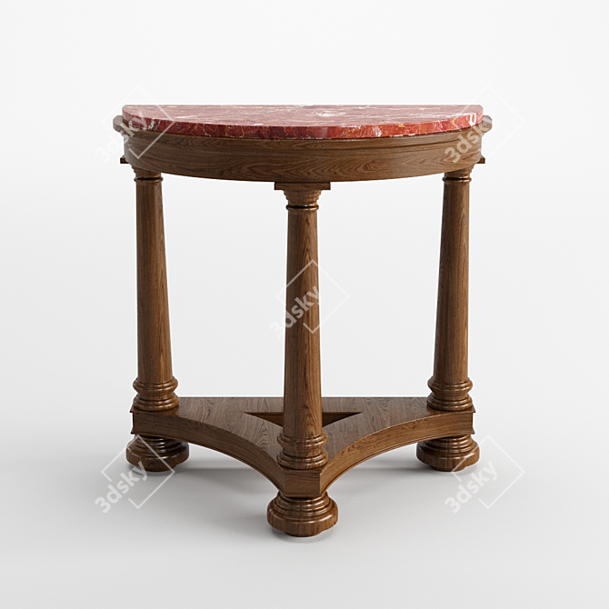 Elegant D-End Table: Demi-Lune Design 3D model image 2