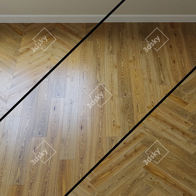 French Oak Parquet Board 3D model image 1