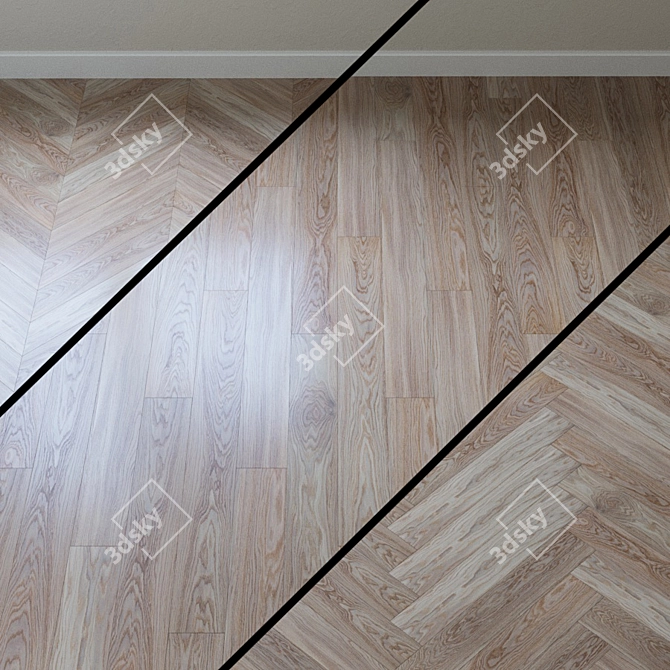 Elegant Oak Chevron Parquet 3D model image 1