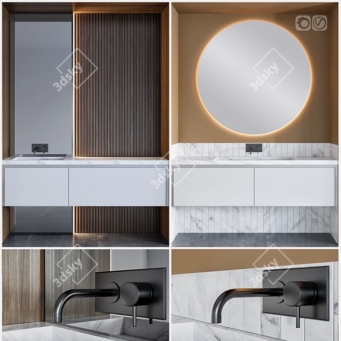 Modern Bathroom Furniture Set 3D model image 1