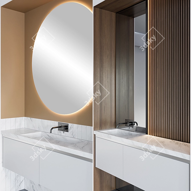 Modern Bathroom Furniture Set 3D model image 2