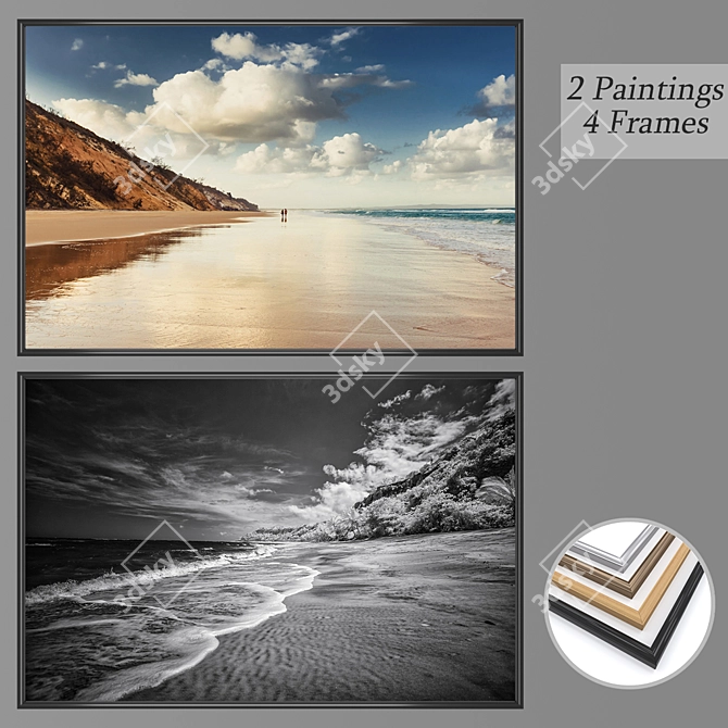 Elegant Wall Art Set with Versatile Frames 3D model image 1