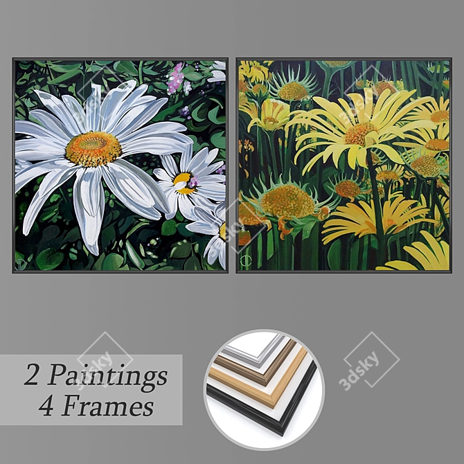 Modern Wall Art Set with Multiple Frames 3D model image 1