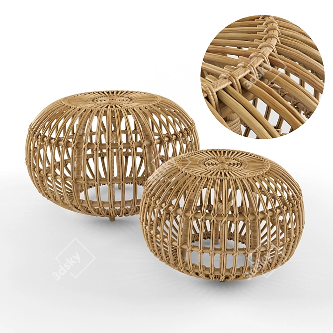 Sika-Design Albini Rattan Ottoman 3D model image 1