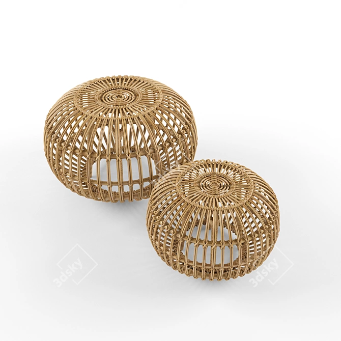 Sika-Design Albini Rattan Ottoman 3D model image 2