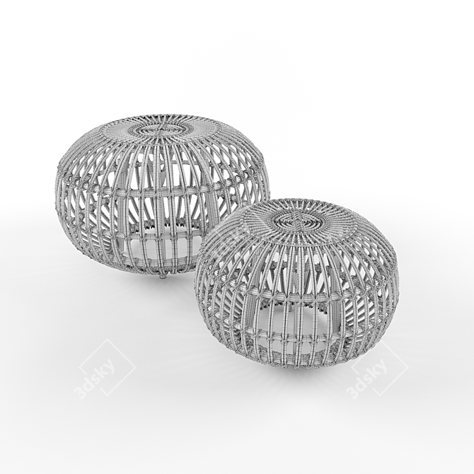 Sika-Design Albini Rattan Ottoman 3D model image 3