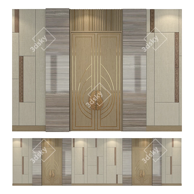 Elevated Wood & Metal Wall Panels 3D model image 1