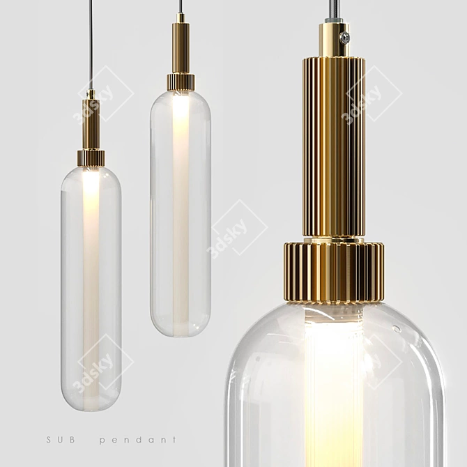 Golden Sub Pendant Lamp | Designer Collection 3D model image 1