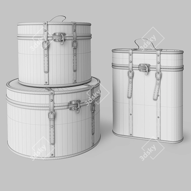 Vintage Round Chests: Industrial-Style Storage 3D model image 7