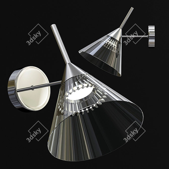 Modern Chrome Cone LED Wall Light 3D model image 1