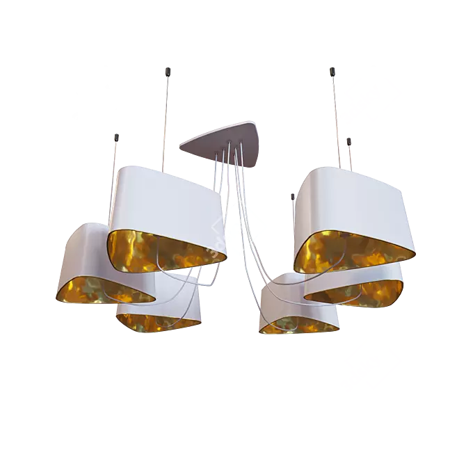 Modern White and Gold Loft Pendant 3D model image 1