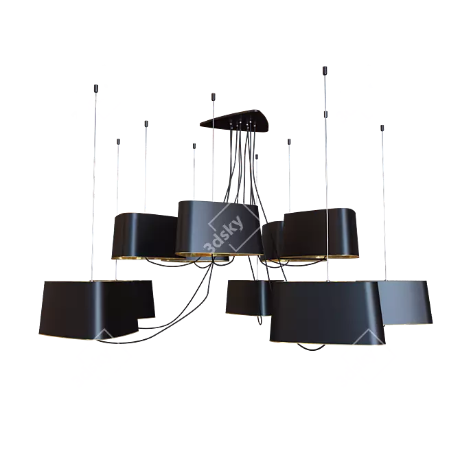 Loft IT Black 10-Light Pendant 3D model image 1