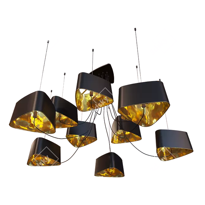 Loft IT Black 10-Light Pendant 3D model image 2