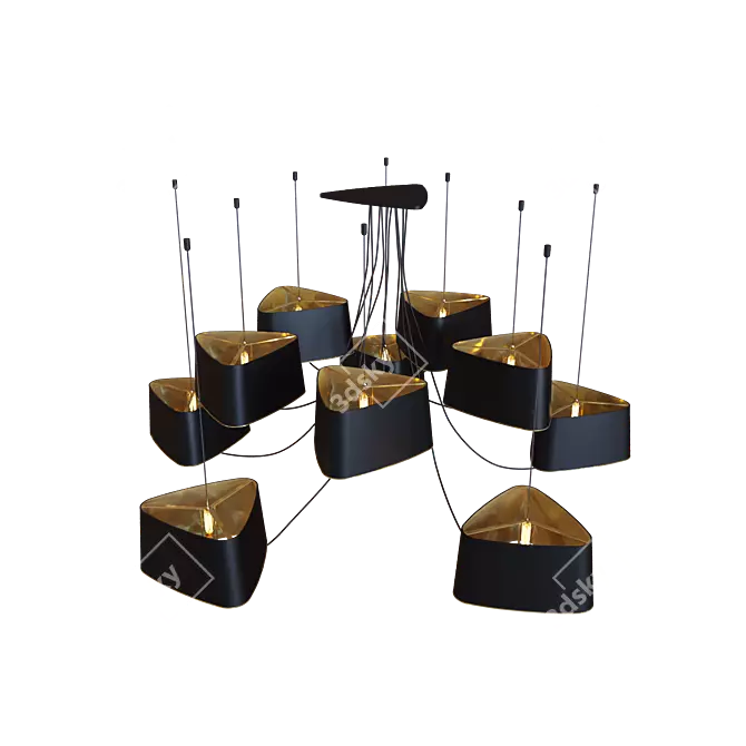 Loft IT Black 10-Light Pendant 3D model image 3