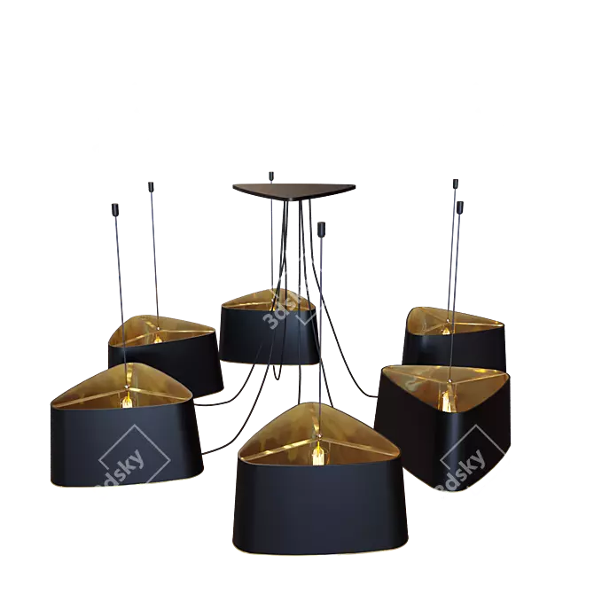 Loft IT Black Metal Chandelier 3D model image 2