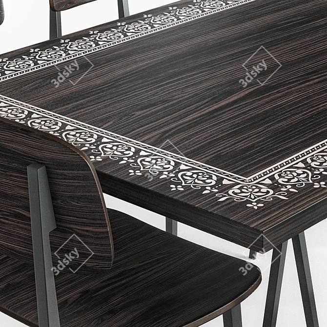 Ebony Dinning Set: Table & Chairs 3D model image 2