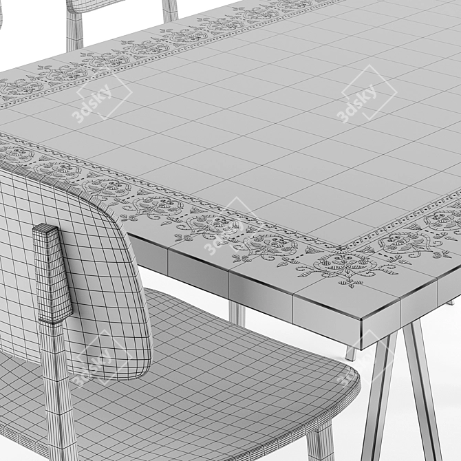 Ebony Dinning Set: Table & Chairs 3D model image 5
