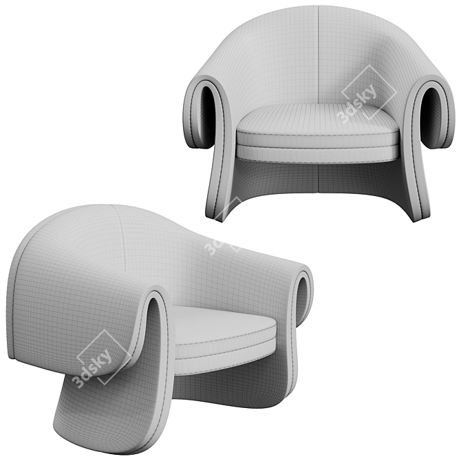 Sleek Modern 3 Seater Armchair 3D model image 3
