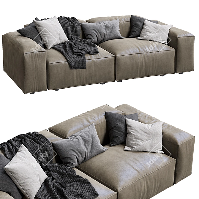 livingdivani Leather Sofa: Extra Wall 3D model image 1