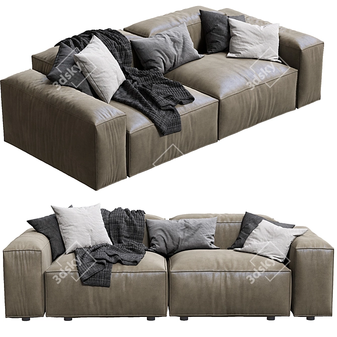 livingdivani Leather Sofa: Extra Wall 3D model image 2