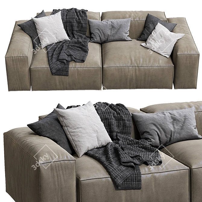 livingdivani Leather Sofa: Extra Wall 3D model image 3